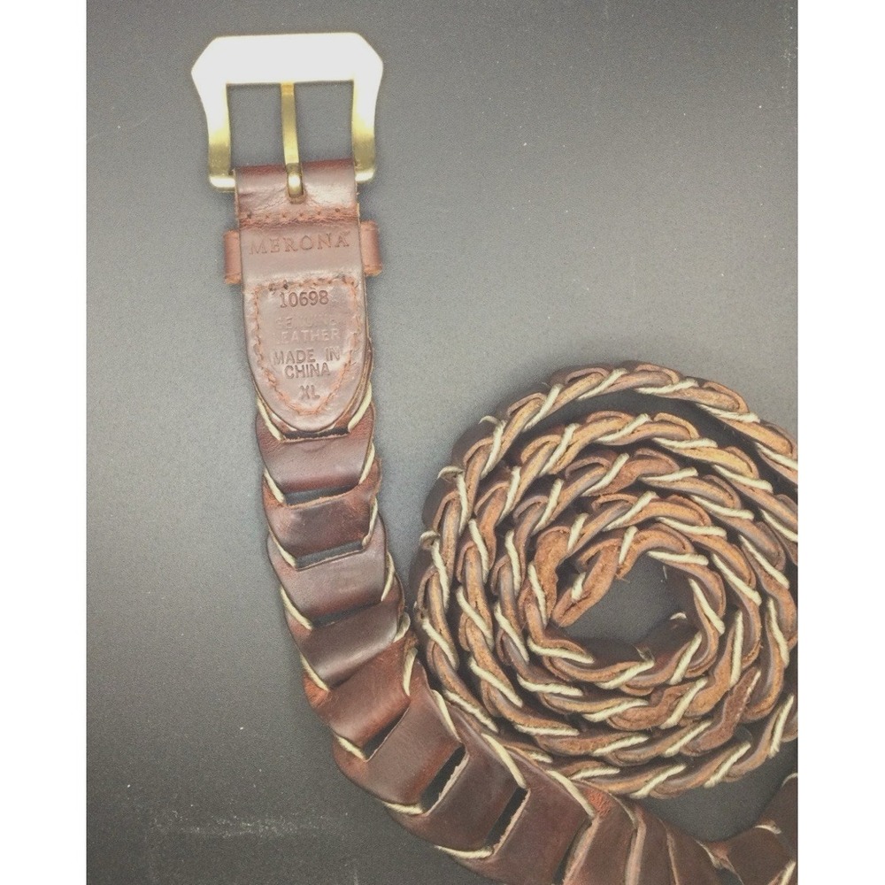 Vintage Mens Merona genuine Leather Brown Belt XL